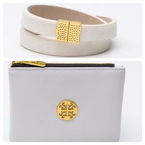 Rustic Cuff Haley Double Calfskin White with Gold